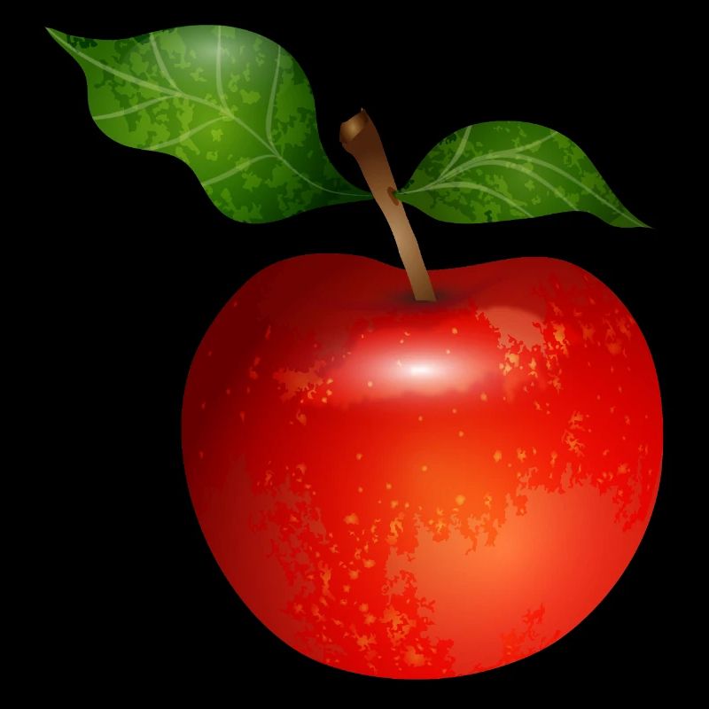 Pomme rouge vif avec illustration de feuilles