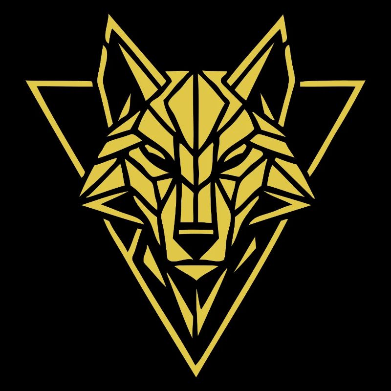 Geometric Wolf Head Gold