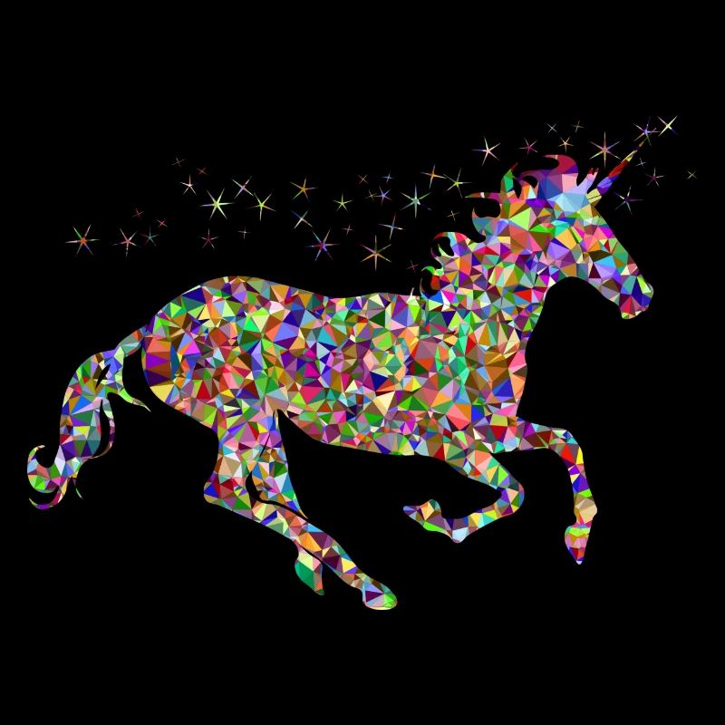 buntes mythisches springendes glitzer Einhorn
