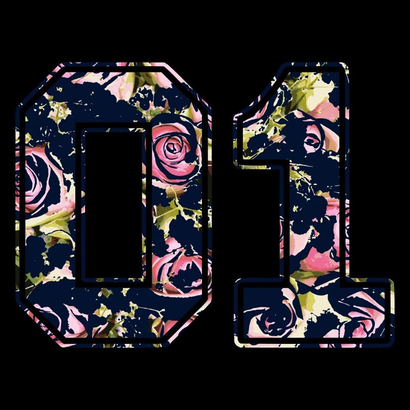 Nummer 01 / Rosen Muster / Partnerlook Paar Shirts