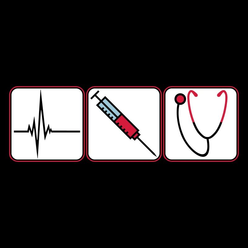 3 logo de seringue de bouton de docteur Écoute au stéthoscope