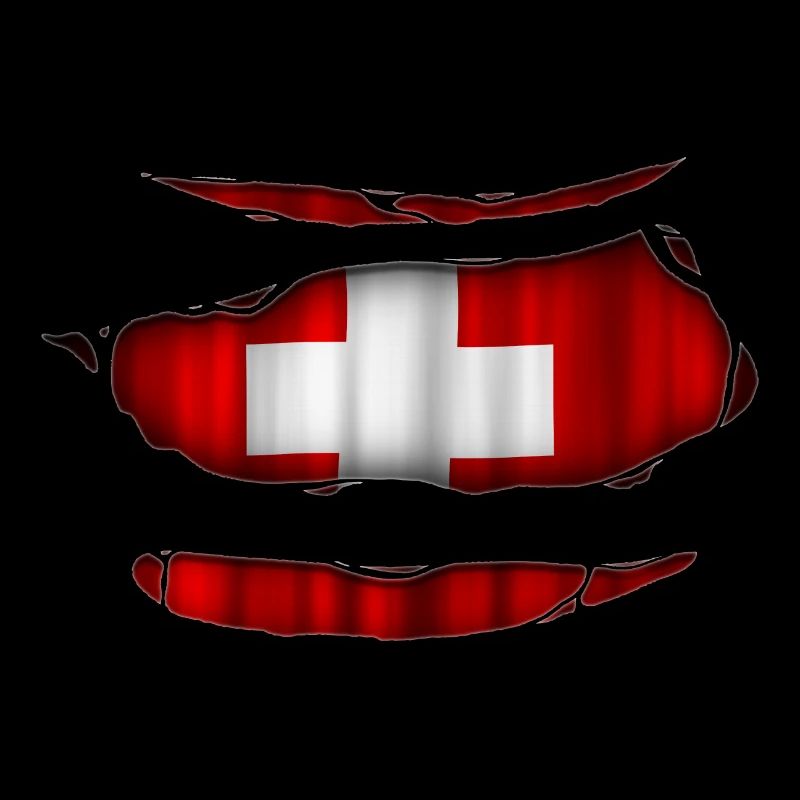 Schweiz Flagge Aufgerissen 017