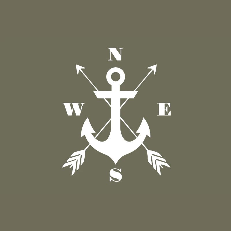 Anchor Compass Emblem Nautical Design