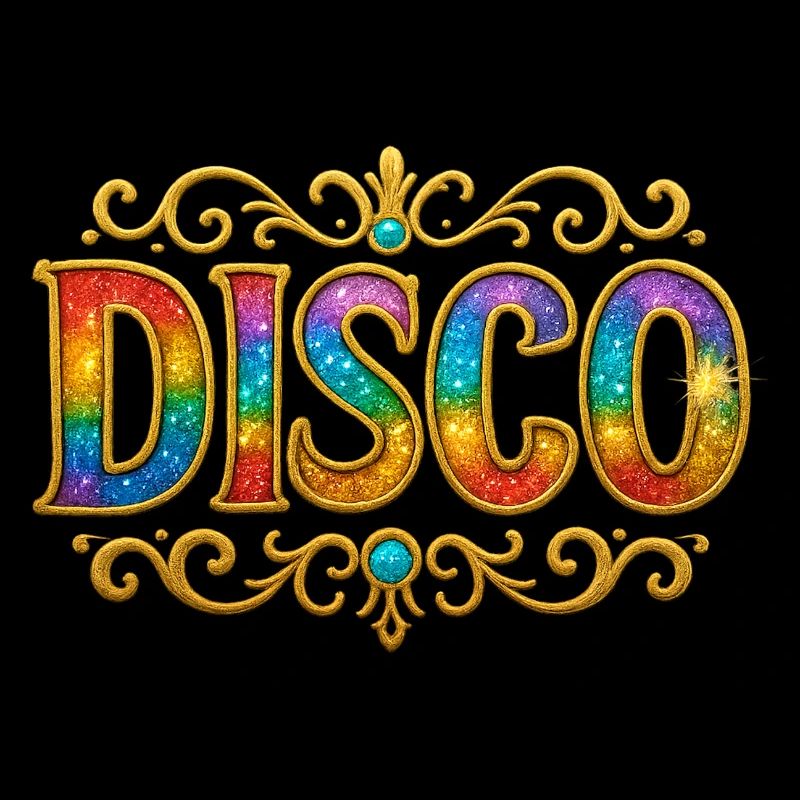 Motif disco coloré avec cadre doré