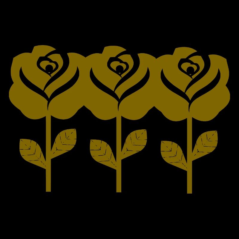 Motif graphique de roses dorées