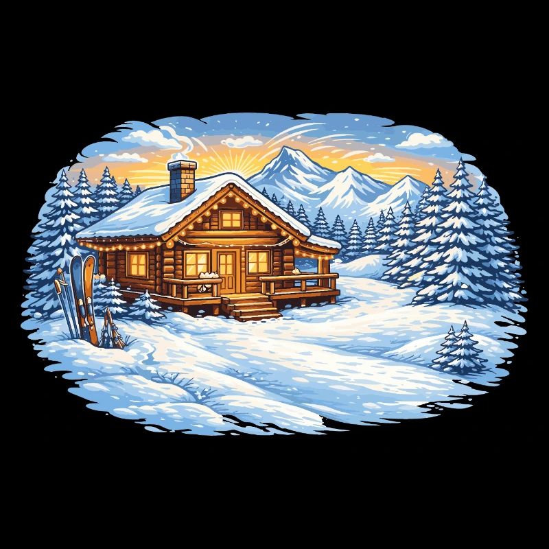 Winter ski hut in the mountains – Alpine idyll