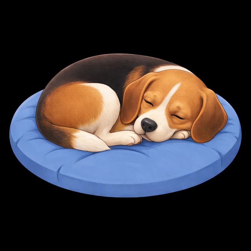 Cute Beagle Cartoon Cuddle Sleeping Chillout