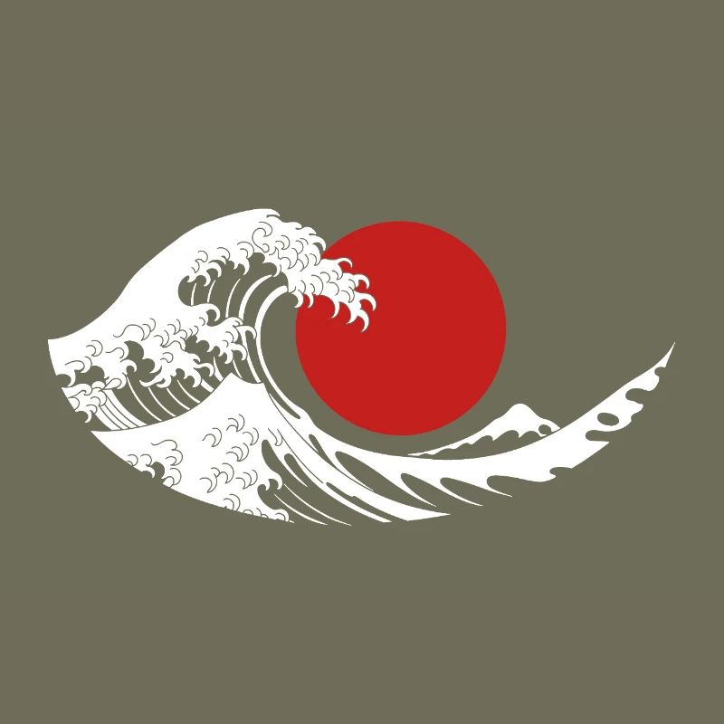 Große Welle Rote Sonne Japanische Ästhetik