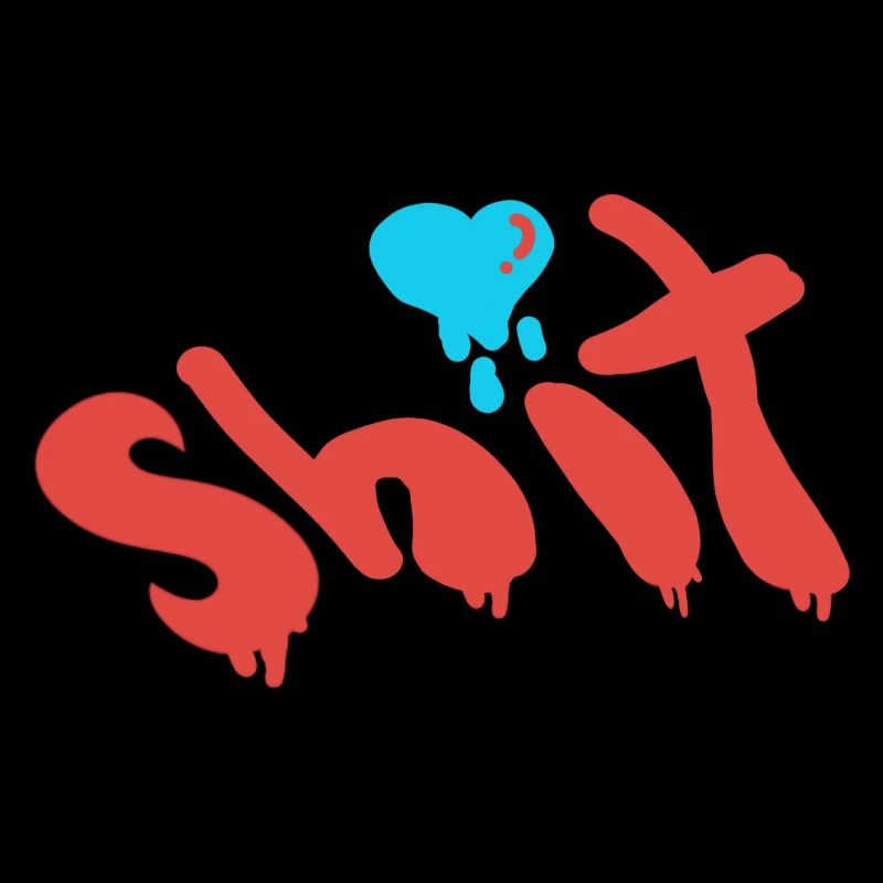 Shit Word Inspirational Typography Type in Red Bl