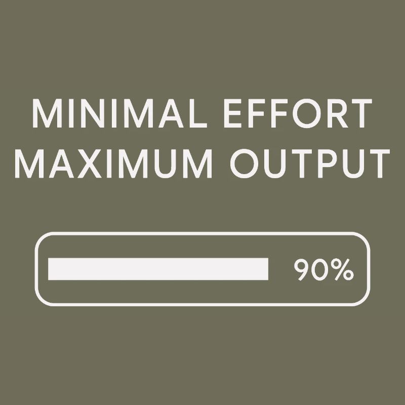 Minimum effort Maximum output Progress