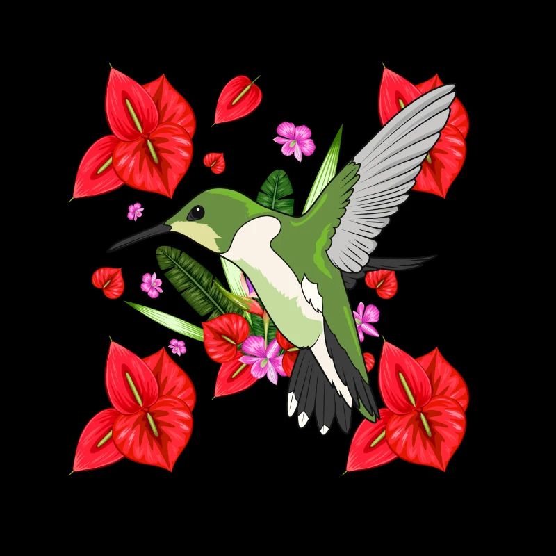 oiseau et tulipes
