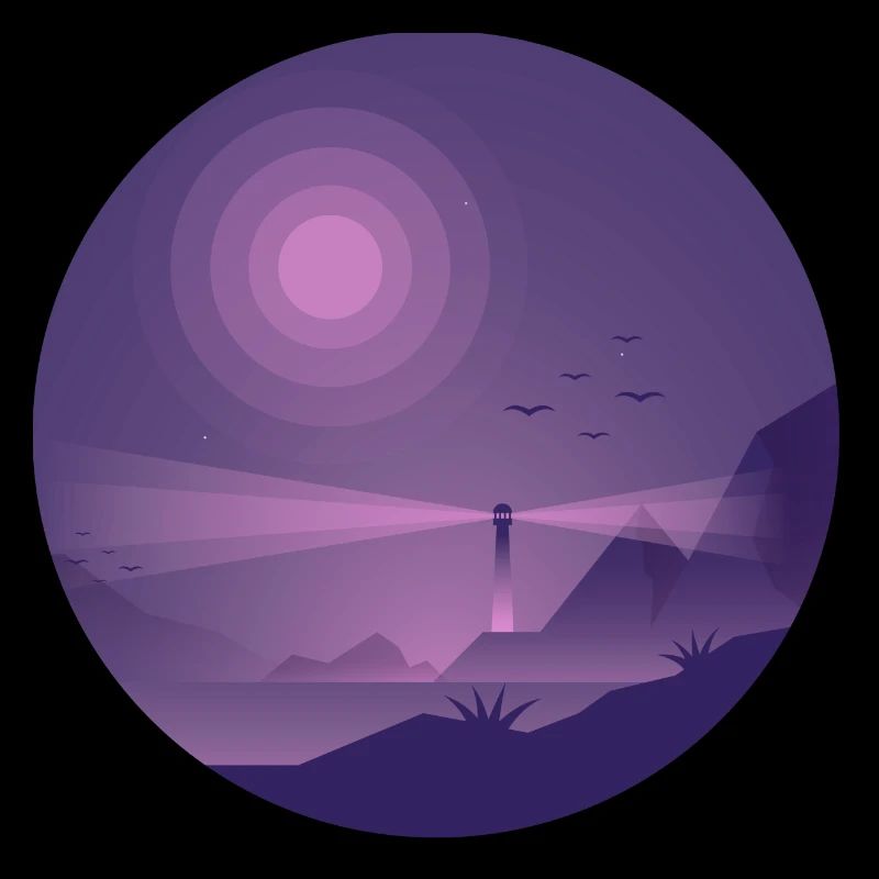 Lighthouse at night Purple light