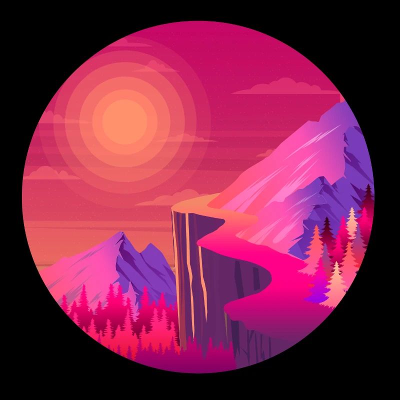 Path in the mountains sunset