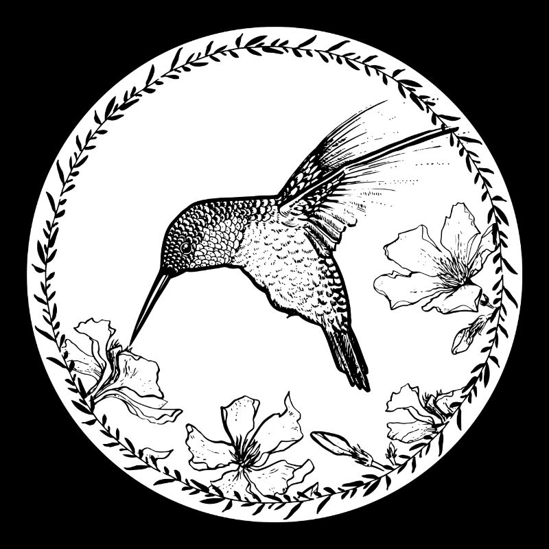 cercle de fleurs colibri