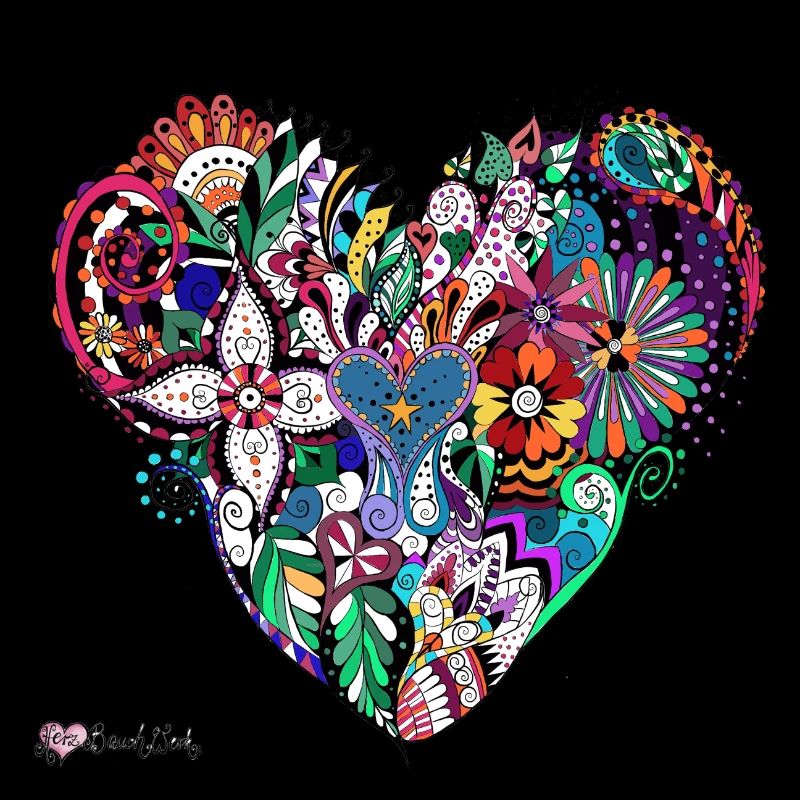 Mandala Herz bunt.