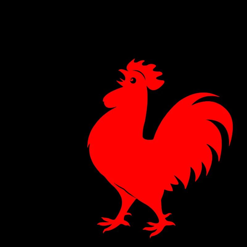 Coq de caractère chinois avec image de coq rouge,