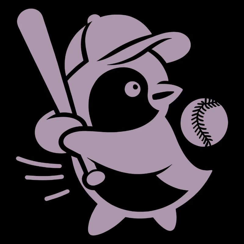 Minimalist Penguin Baseball Silhouette
