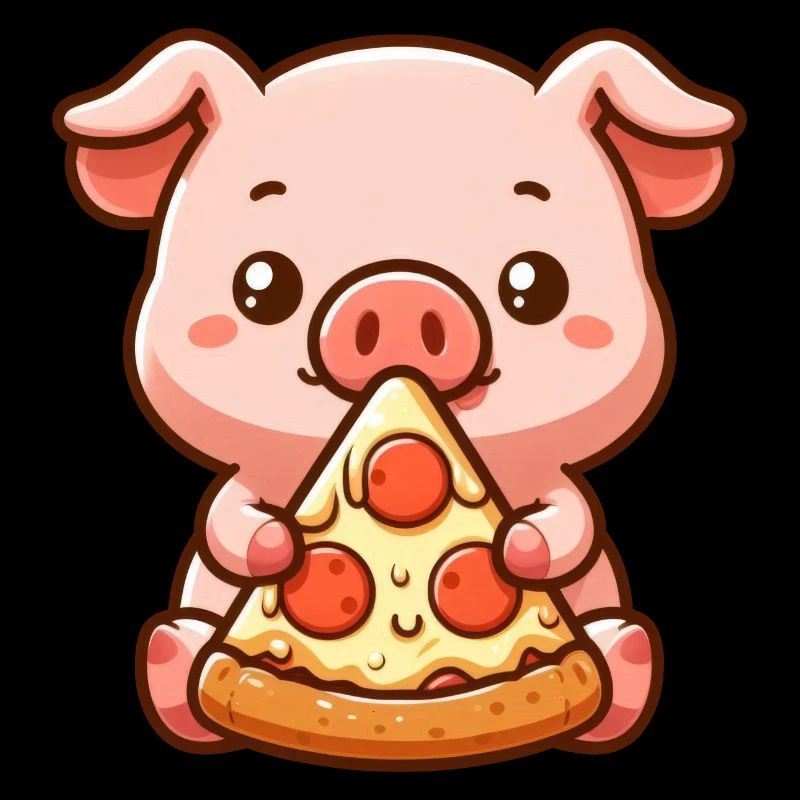Dessin animé drôle de cochon pizza fermier