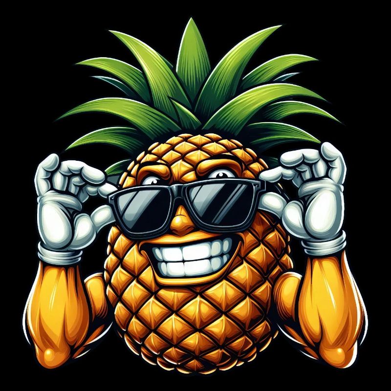 Strong pineapple with sunglasses cartoon