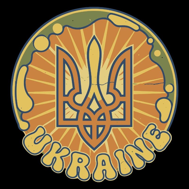 Ukrainisches Trident Sonnenbadge