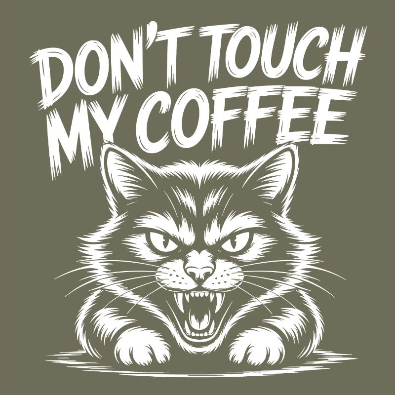 Kaffee Warnung mit wütender Katze