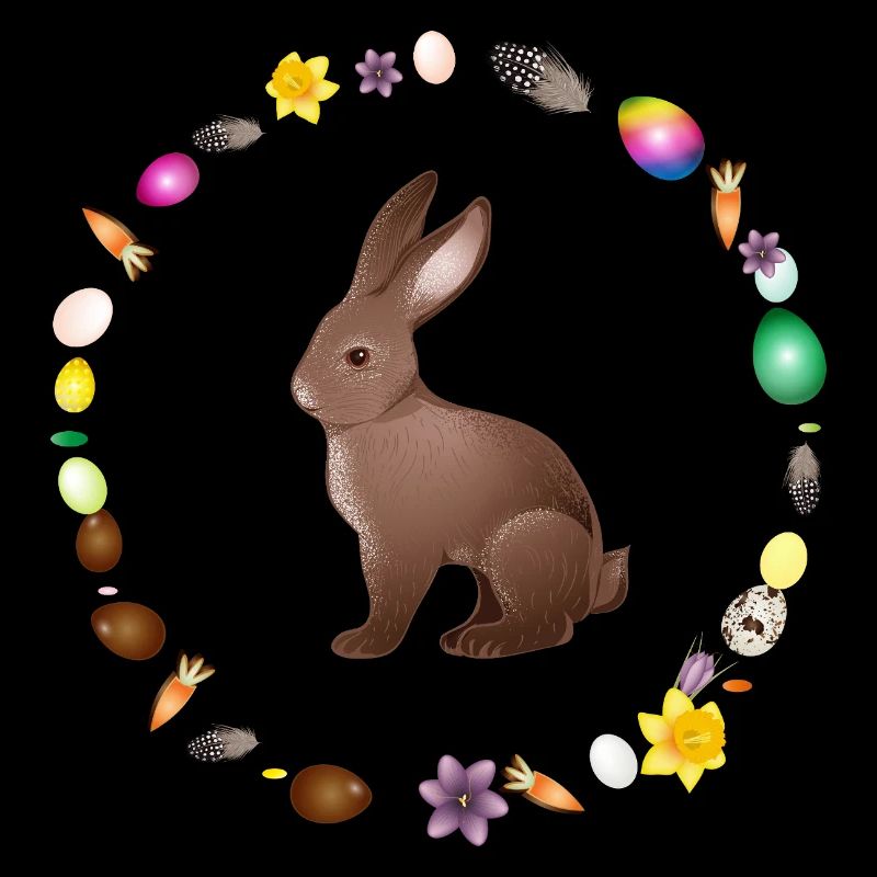 Lapin de Pâques dans la couronne de printemps de Pâques
