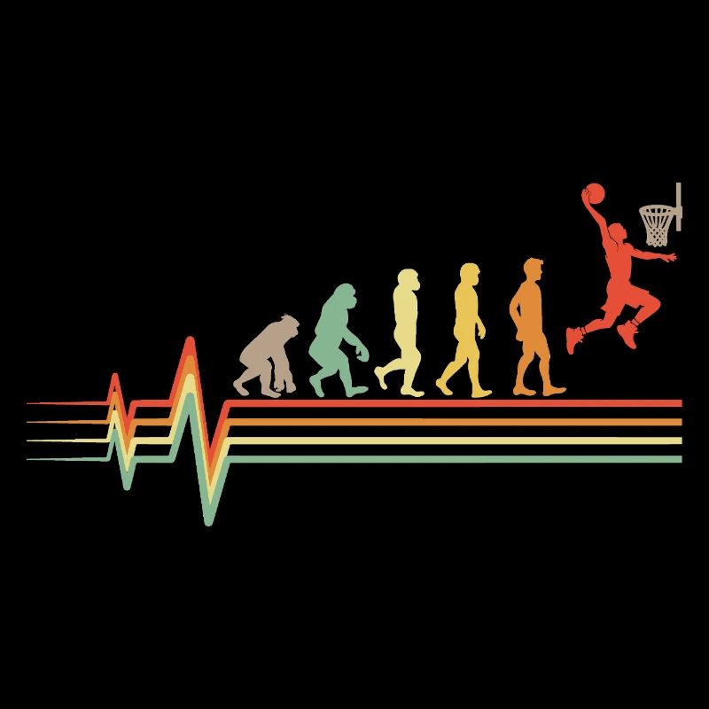 Basketball Evolution Retro ECG Heartbeat Gift