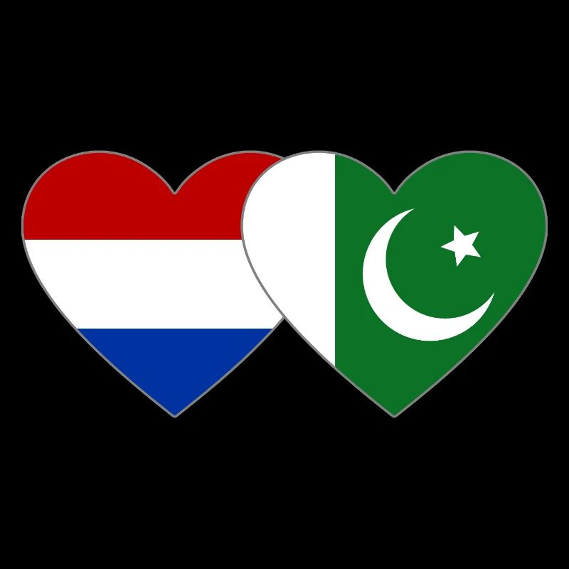 Pays-Bas Pakistan Drapeaux Coeur