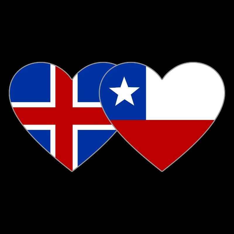 Iceland Chile Flag Heart