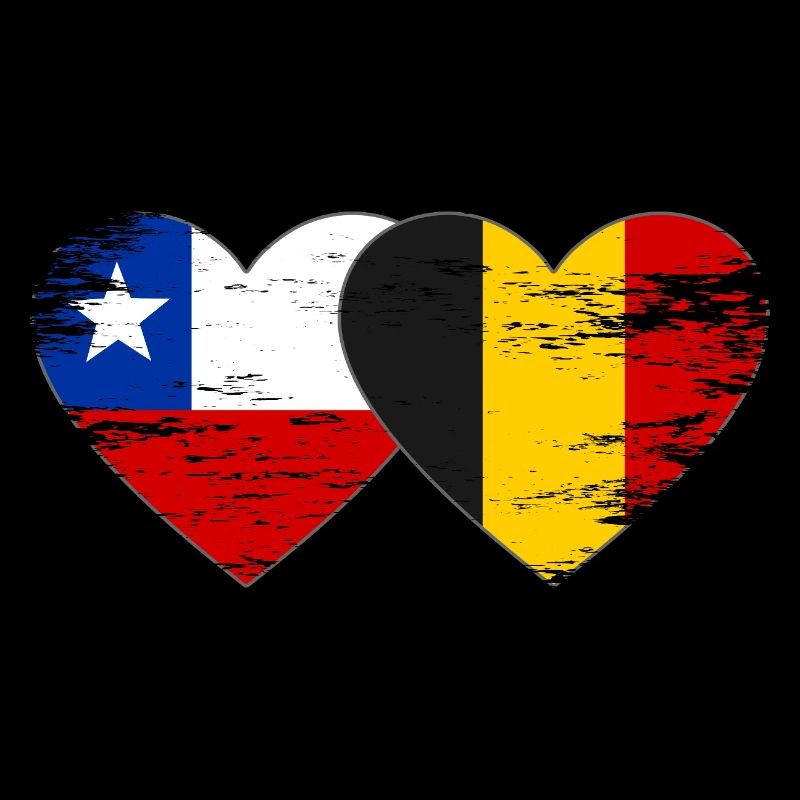 Chile Belgium Flag Heart