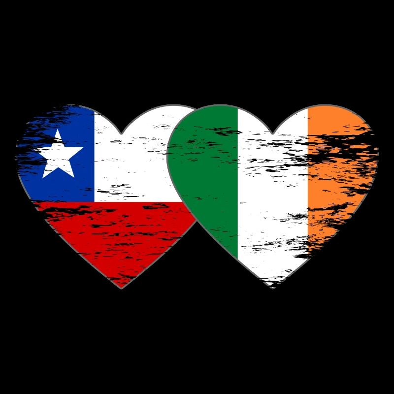 Cœur du drapeau Chili et Irlande utilisé