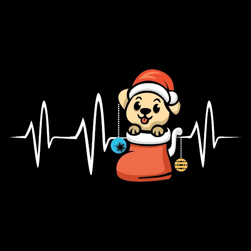 Weihnachtswelpe mit Herzschlaglinie