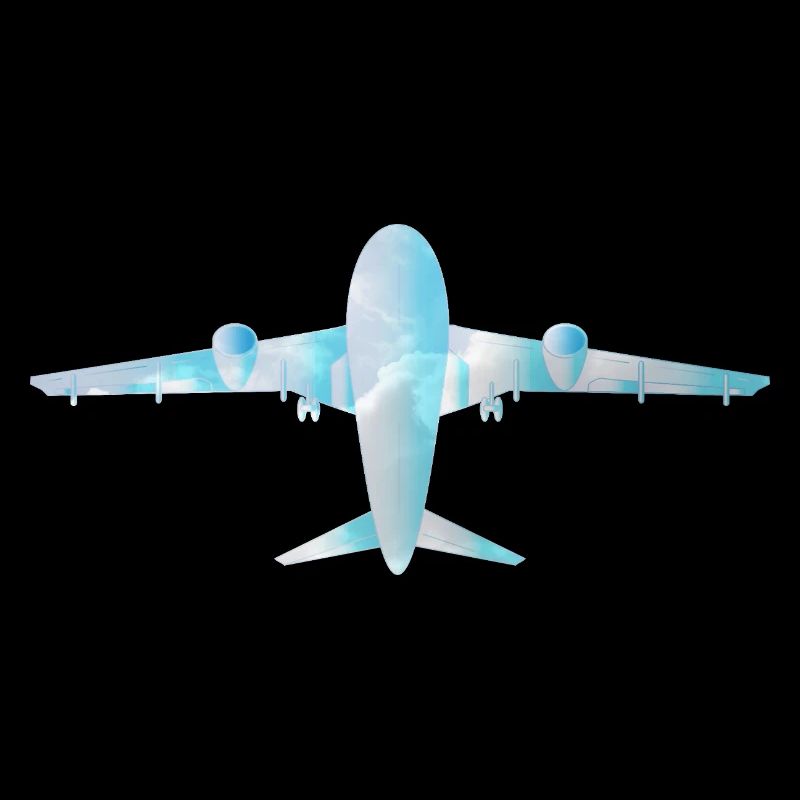 Avion de passagers avec motif nuageux