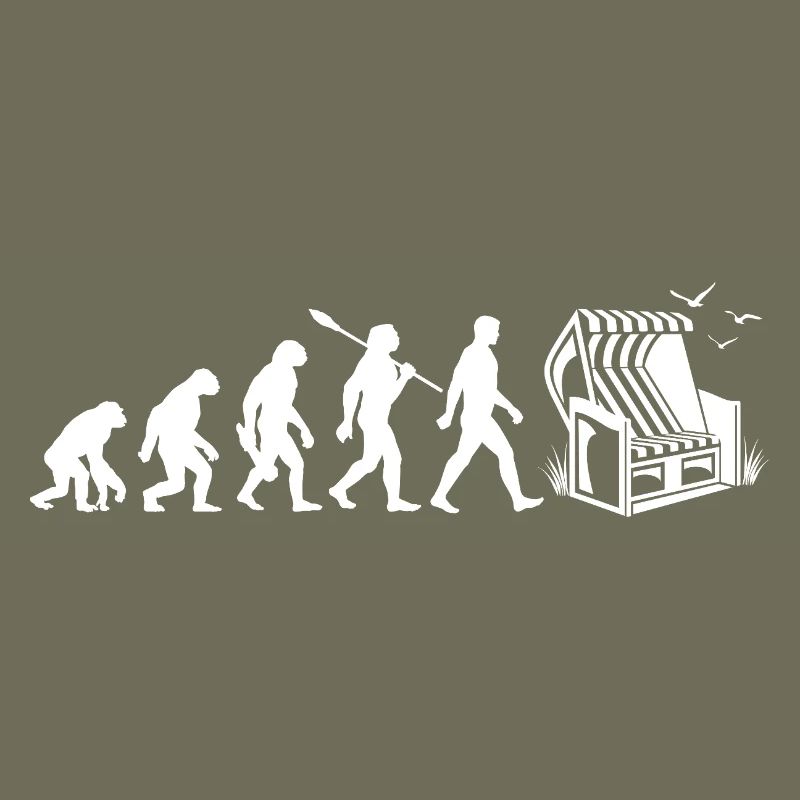 Evolution - Strandkorb - Urlaub - Meer - Möwen