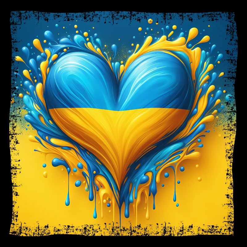 Ukraine Herz Flagge Wassertropfen Design
