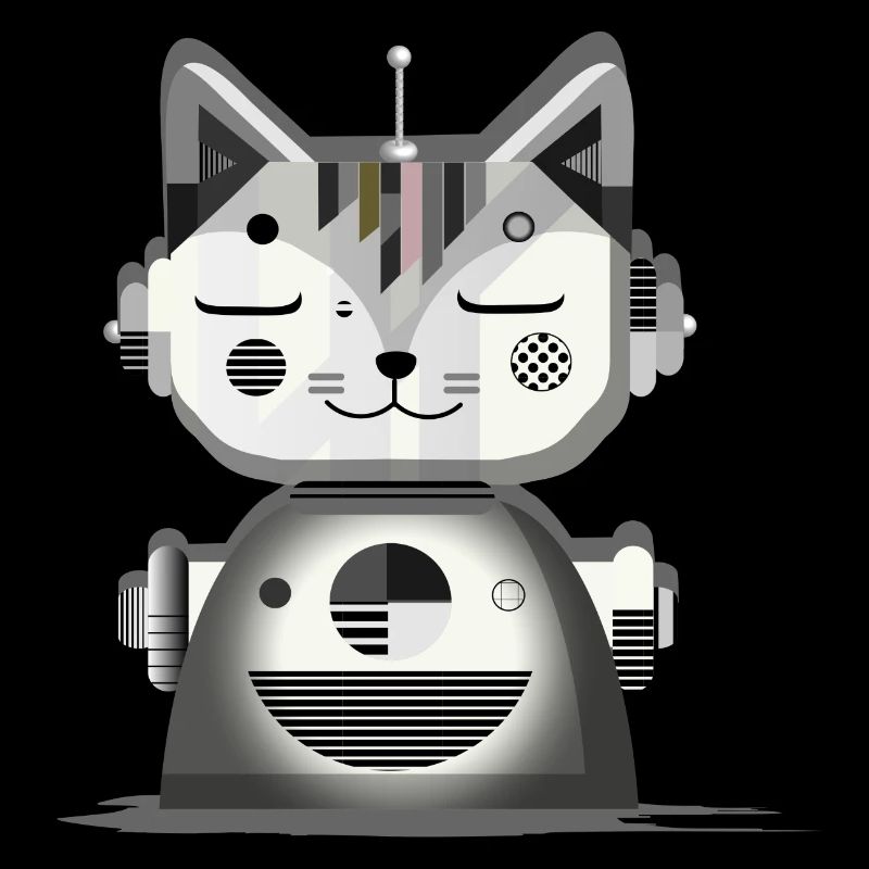 Geometric Robot Cat – Creative Illustration