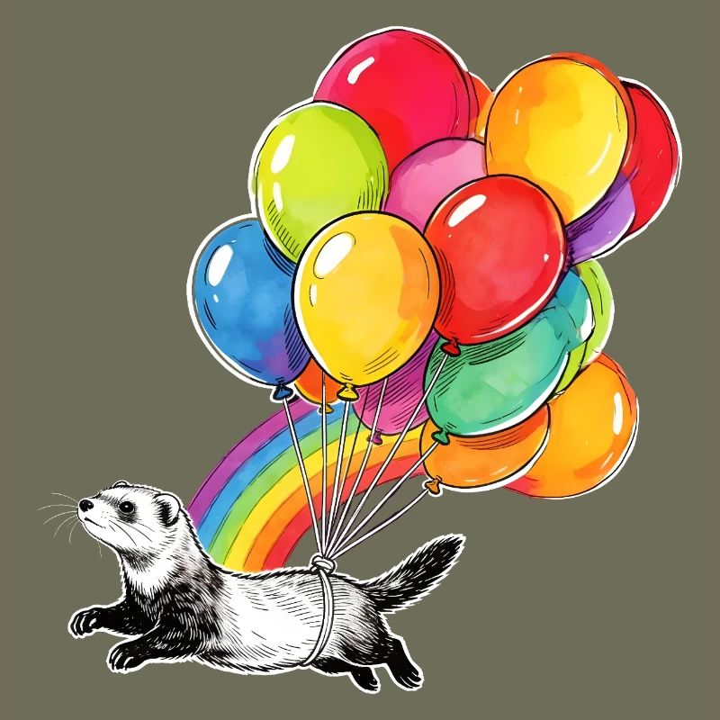Frettchenballons und Regenbogen