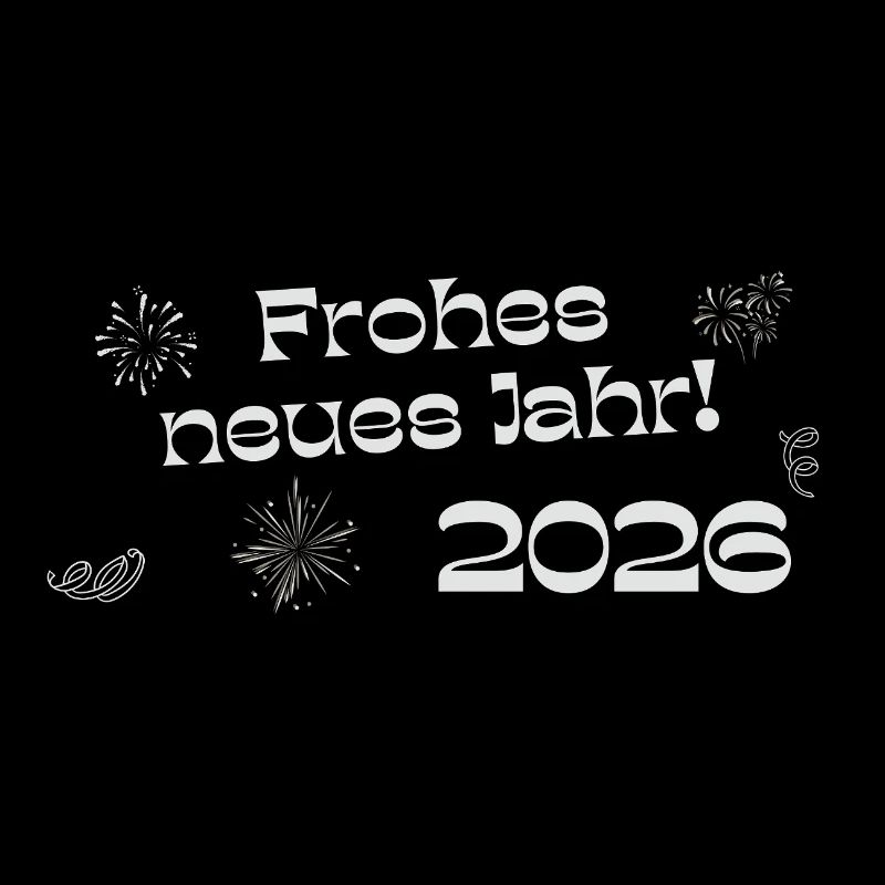 Happy New Year 2026 silver text decorative