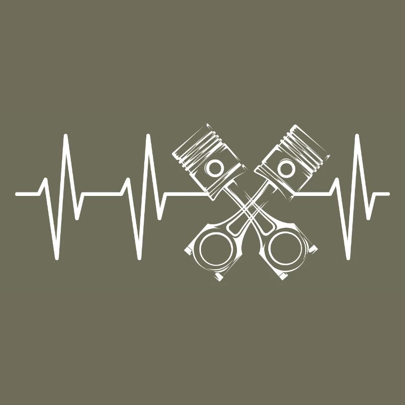 V8 Piston Pulse Racing Car Heartbeat Engine Logo