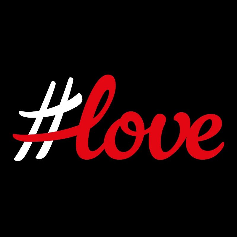 Hashtag Rouge Amour Écriture Minimaliste