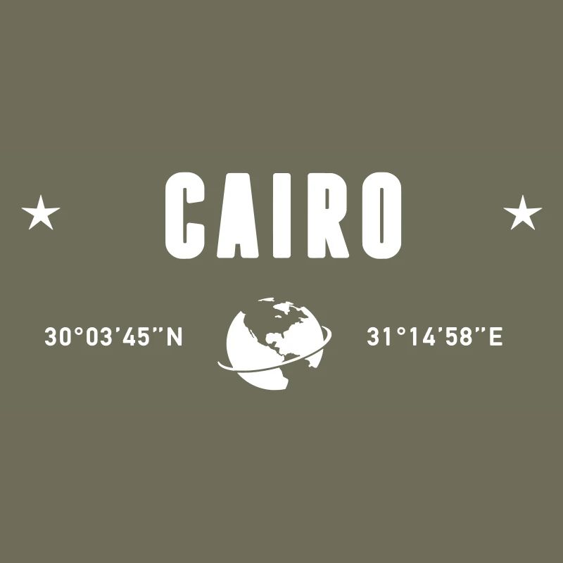 Cairo Egypt Coordinates Planet Earth White