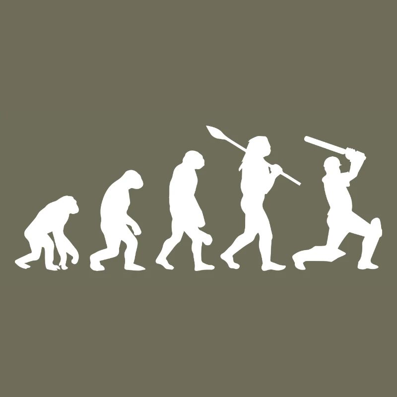 Cricket Evolution Player Silhouette Funny Sport