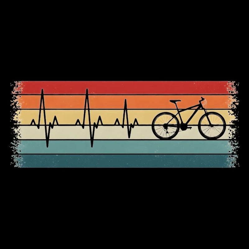 Rétro Cyclisme Heartbeat Vélo Cycliste VTT 