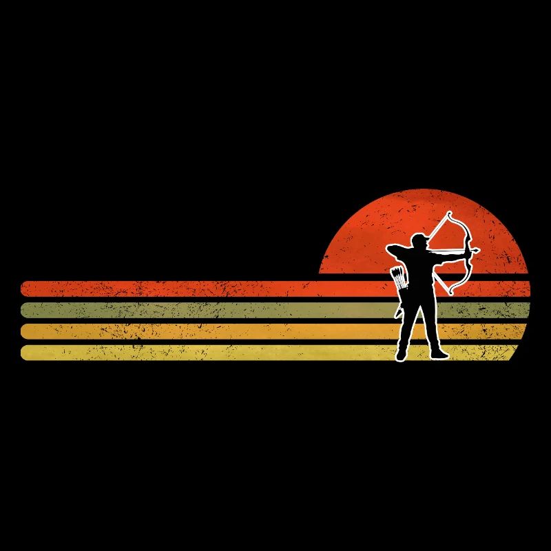 Retro Sunset Archer Silhouette