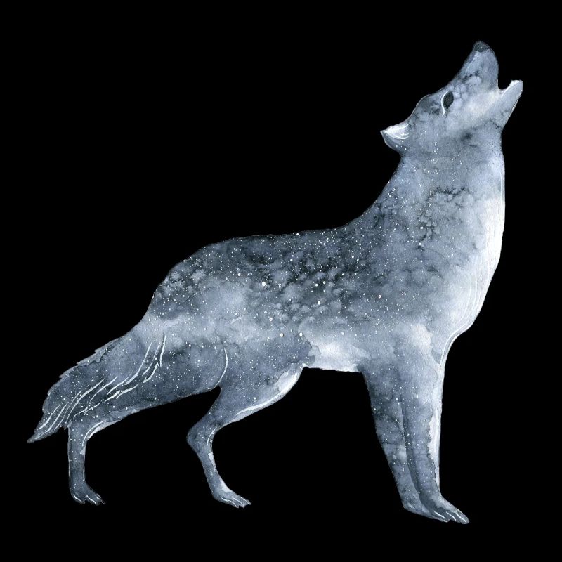 Heulender Wolf im Mondschein