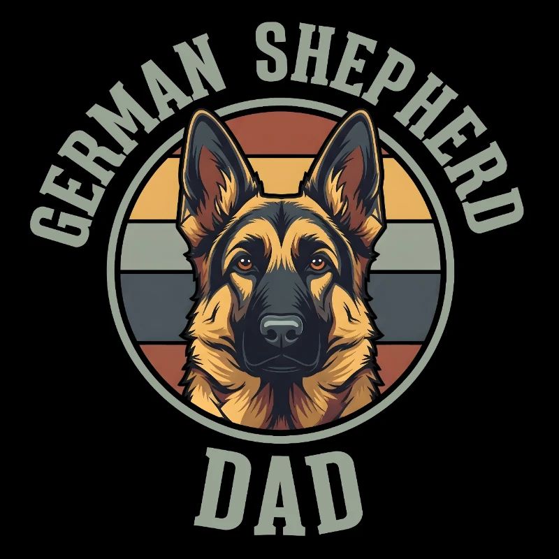 German Shepherd Dad Retro Emblem Hundepapa