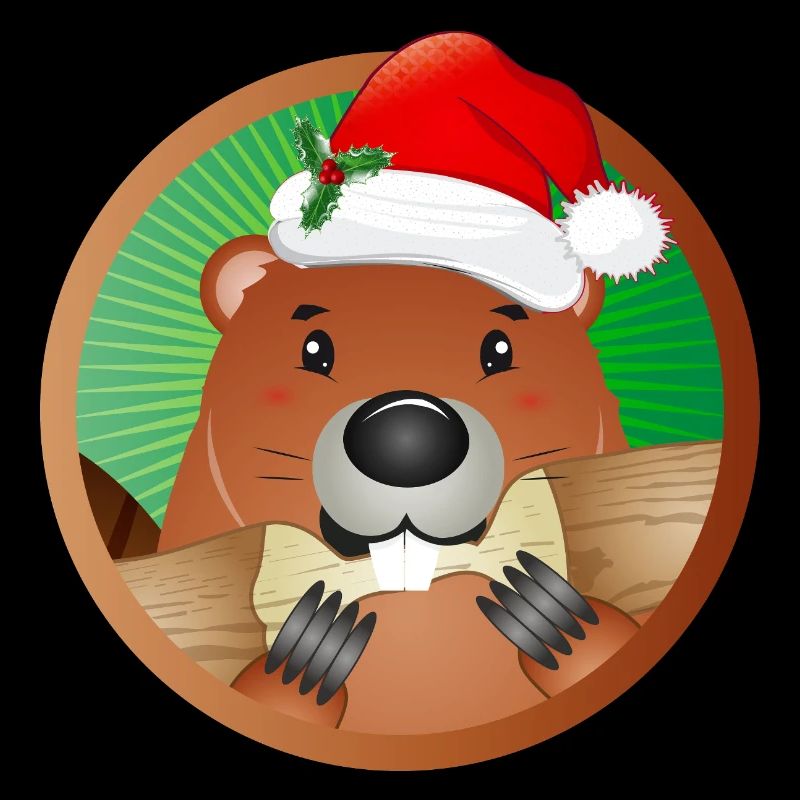 Mignon castor de Noël avec chapeau de Père Noël