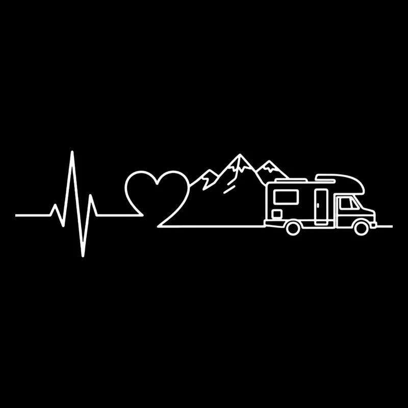 Camping Heartbeat Caravan – Line Art Design