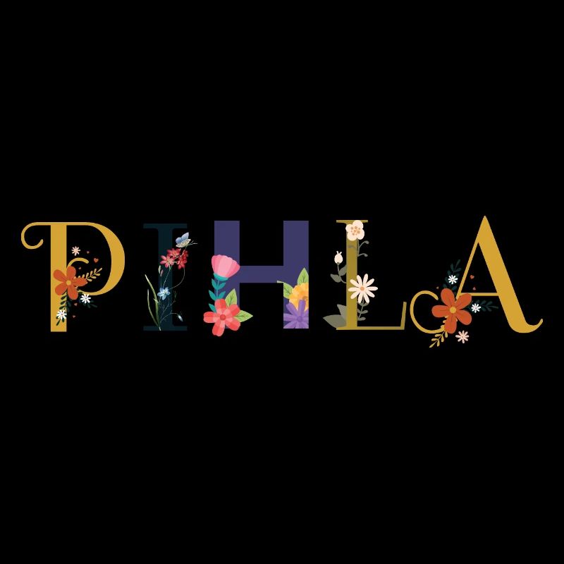 Le nom PIHLA est décoré de fleurs