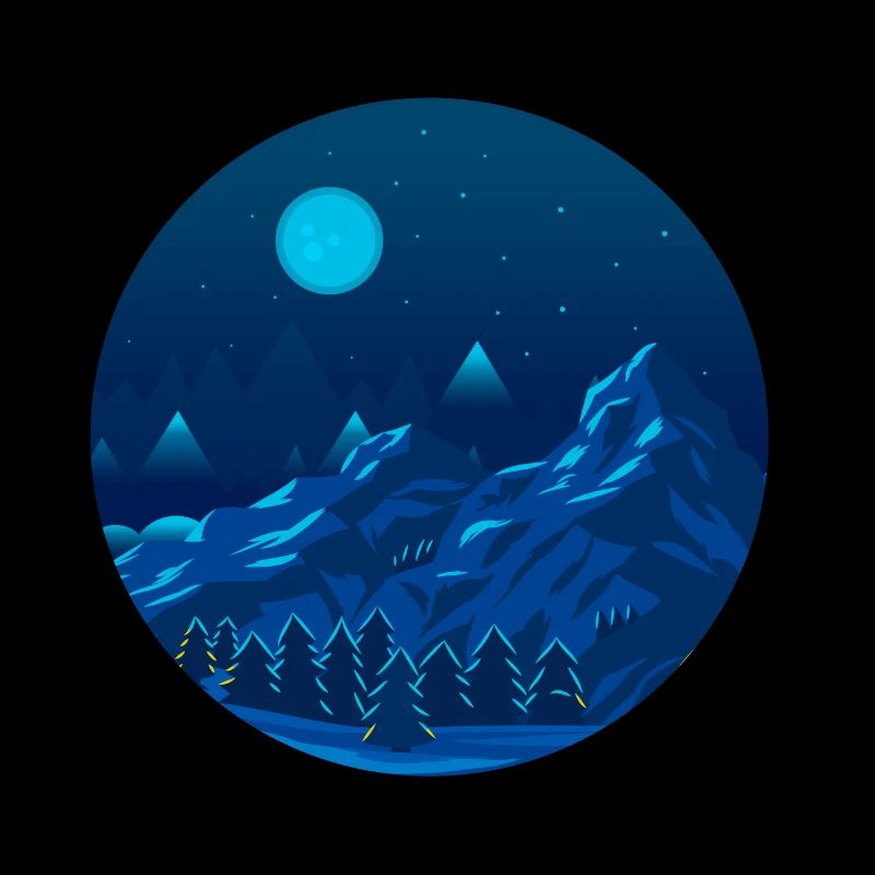 Mountains at night with forest